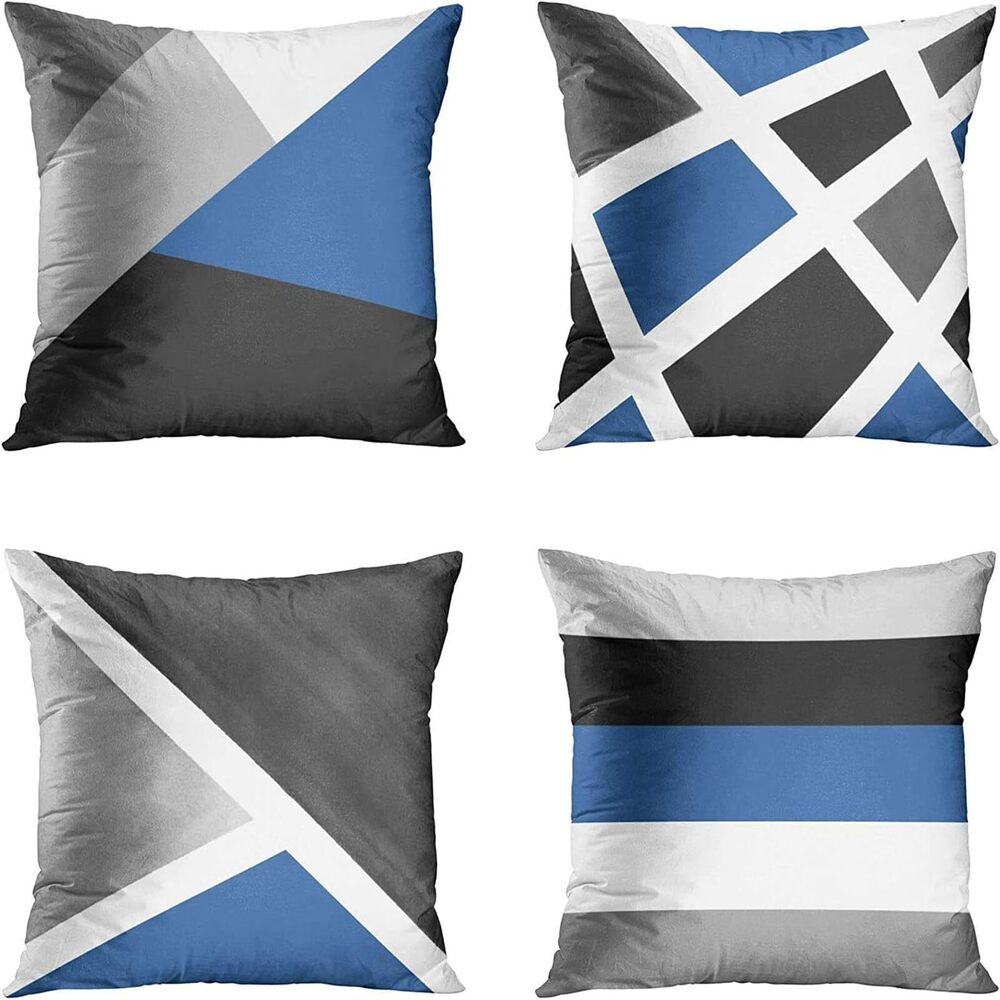 2686 Set of 4 Throw Pillow Covers Modern Abstract Stripe Simple Geometric